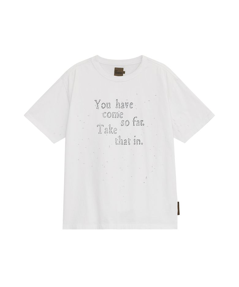 GRUNGE TEXT DAMAGED T-SHIRTS [WHITE]