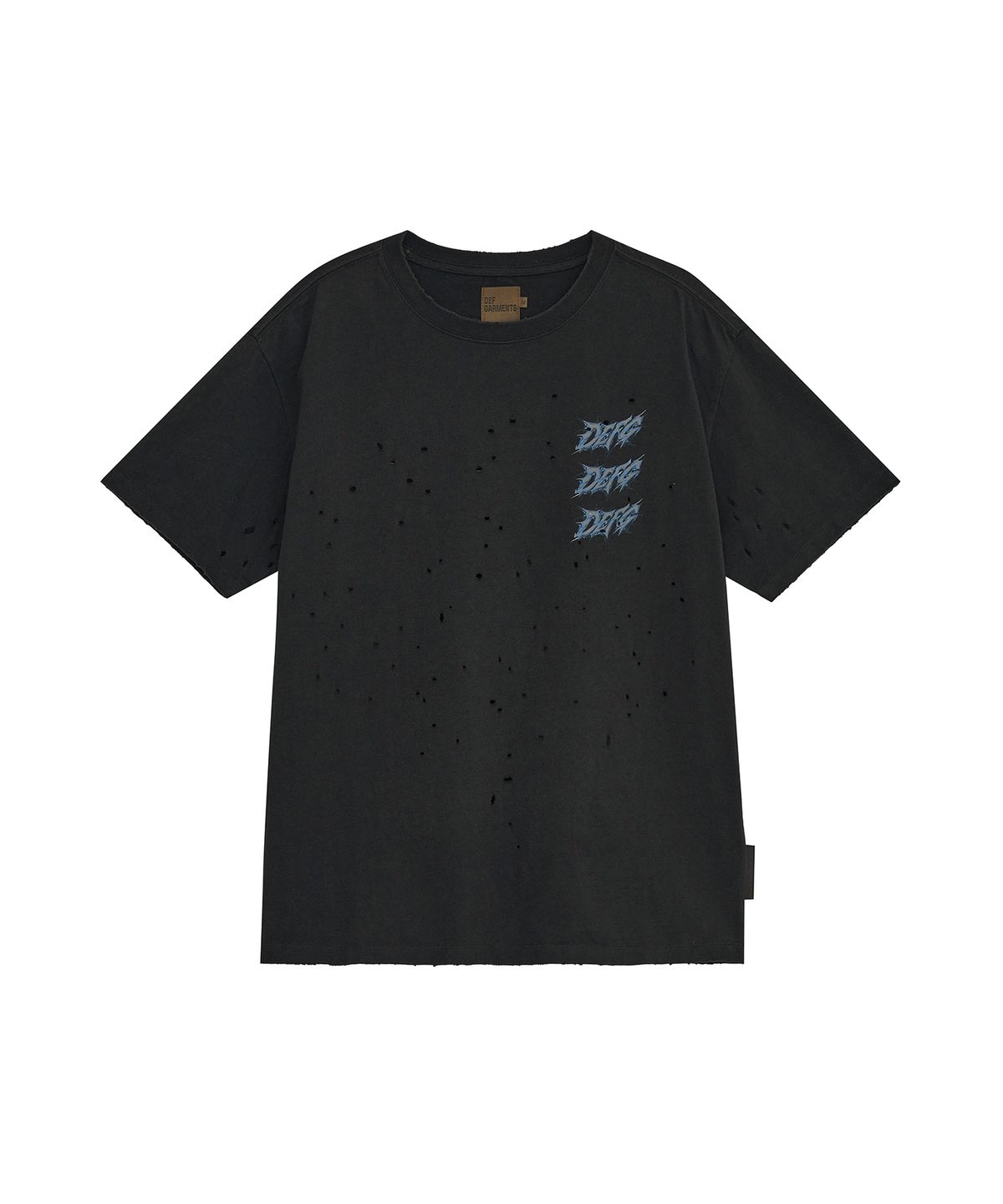 데프가먼츠(DEFGARMENTS) ICY LOGO DAMAGED T-SHIRTS [CHARCOAL]