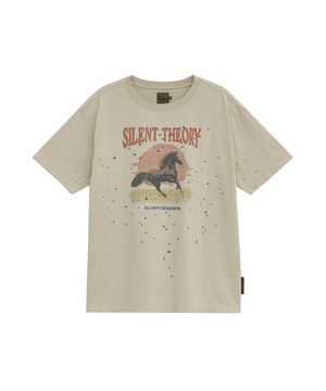 OLD PRINT DEMAGED T-SHIRTS [BEIGE]