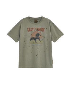 OLD PRINT DEMAGED T-SHIRTS [KHAKI]
