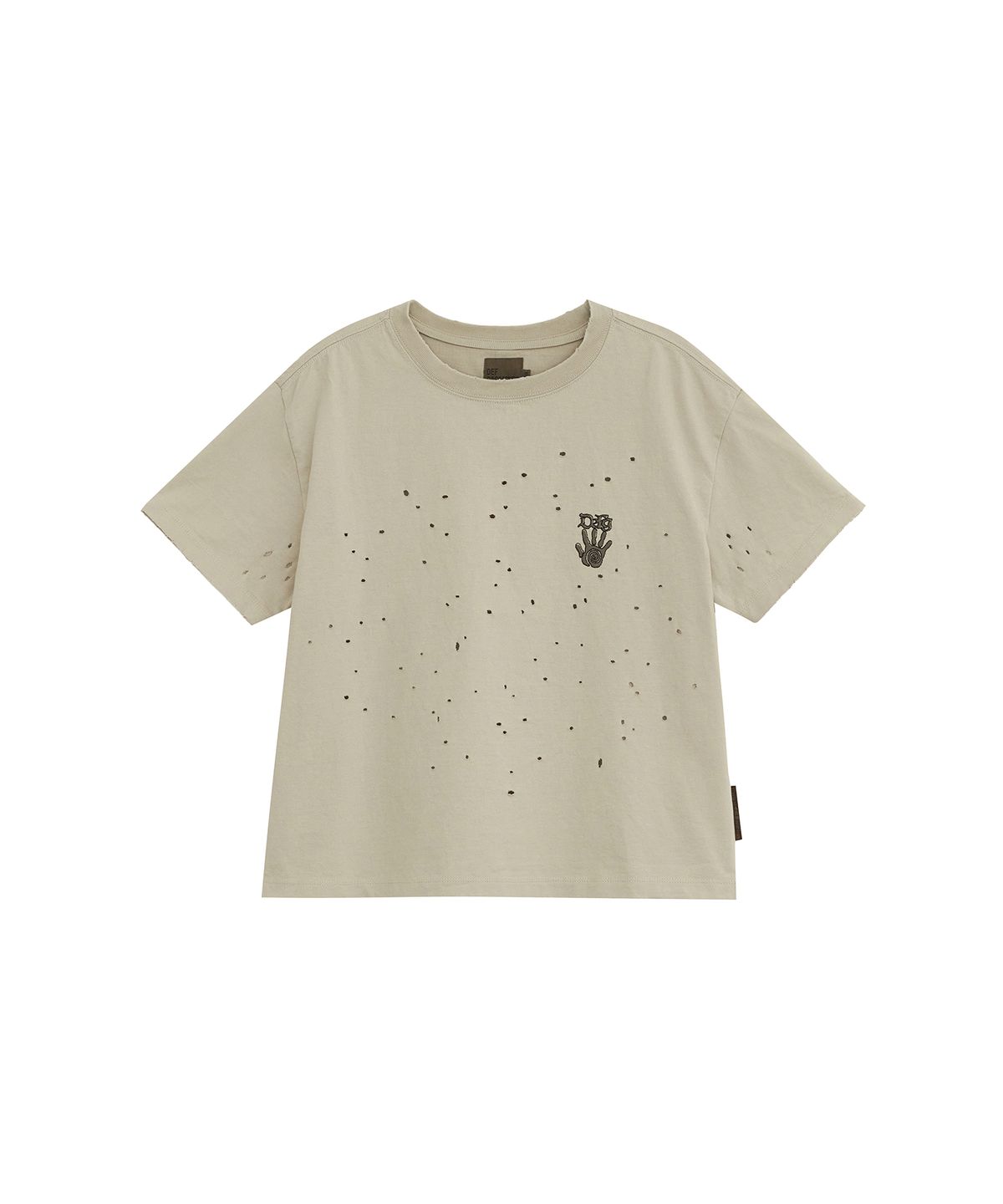 데프가먼츠(DEFGARMENTS) FINGERPRINT DAMAGED T-SHIRTS [BEIGE]