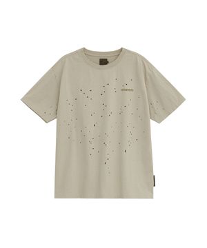 SPIRAL LIZARD DEMAGED T-SHIRTS [BEIGE]