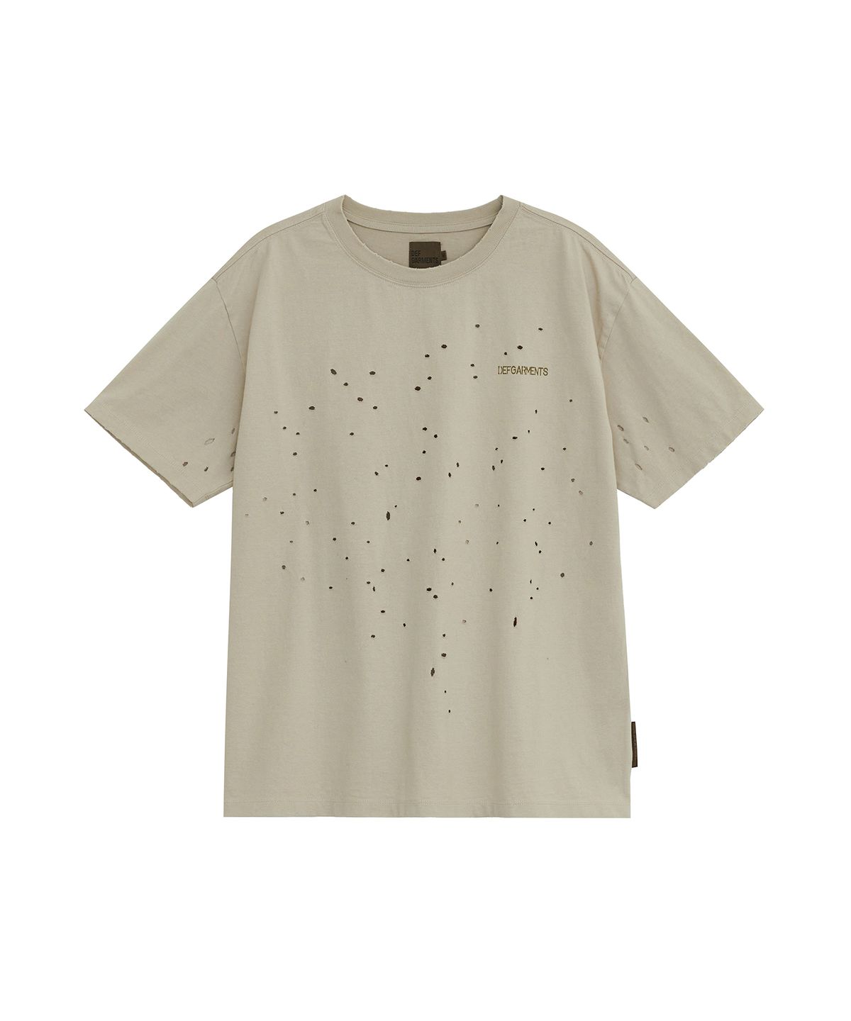 데프가먼츠(DEFGARMENTS) SPIRAL LIZARD DAMAGED T-SHIRTS [BEIGE]