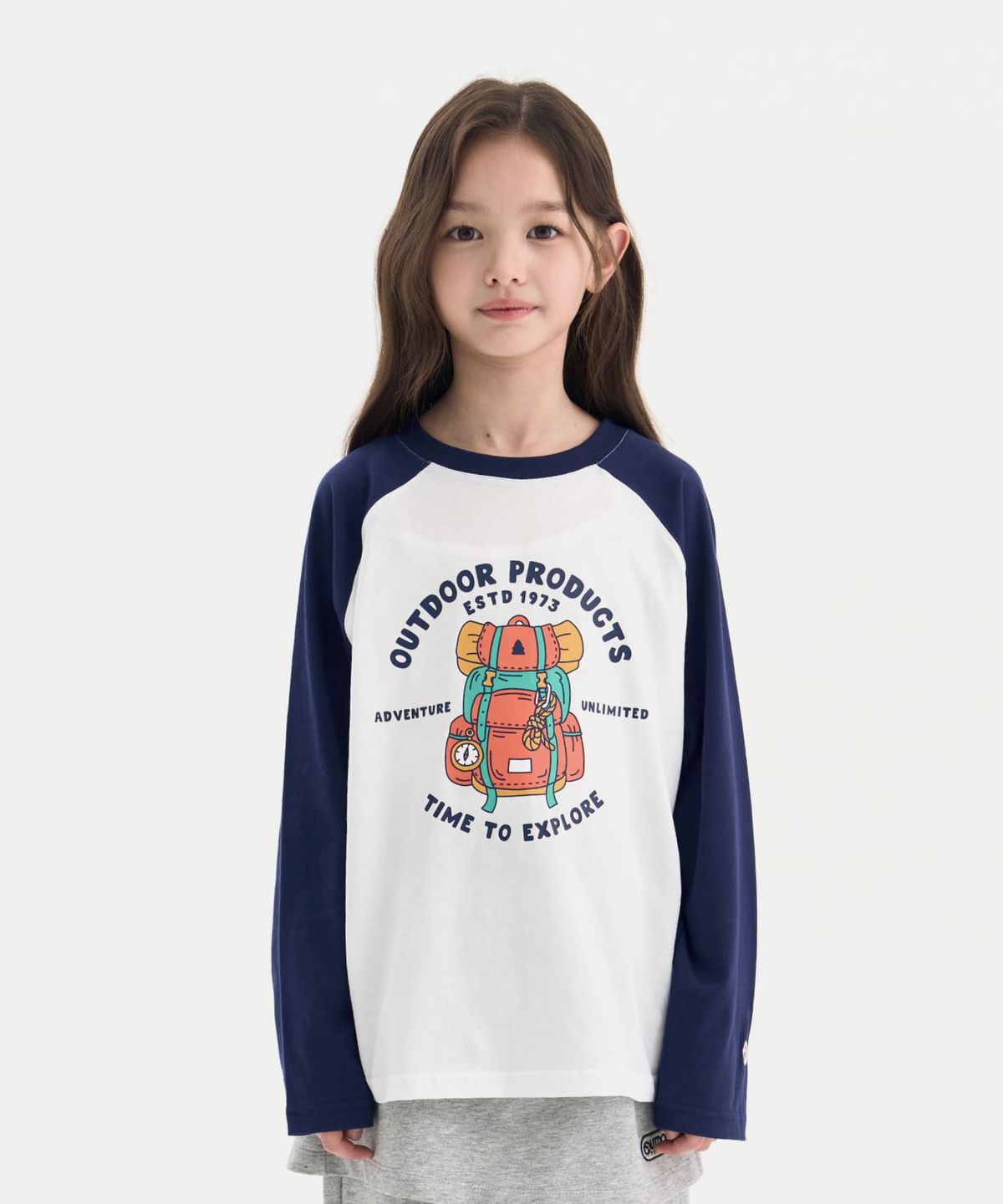 아웃도어 프로덕츠 키즈(OUTDOOR PRODUCTS KIDS) 그래픽 라글란 티셔츠 (네이비) OD261ILS02_NVY