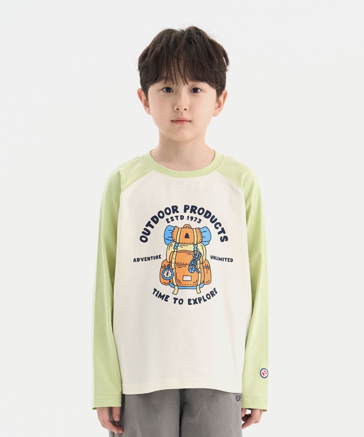 아웃도어 프로덕츠 키즈(OUTDOOR PRODUCTS KIDS) 그래픽 라글란 티셔츠 (라임) OD261ILS02_LIM