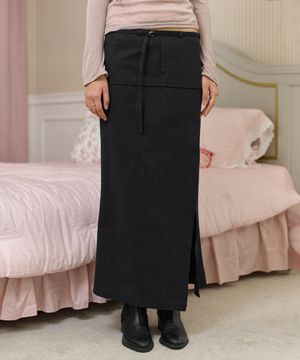 셀리나 슬릿 롱 스커트-블랙