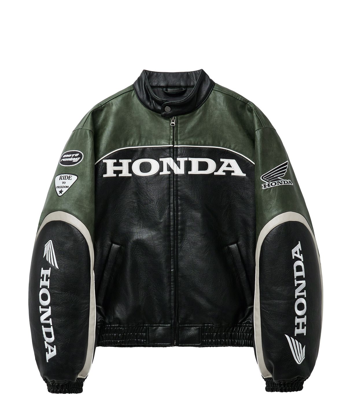 핍스 모터사이클(PHYPS MOTORCYCLE) Engineered Leather Racing Jacket Green