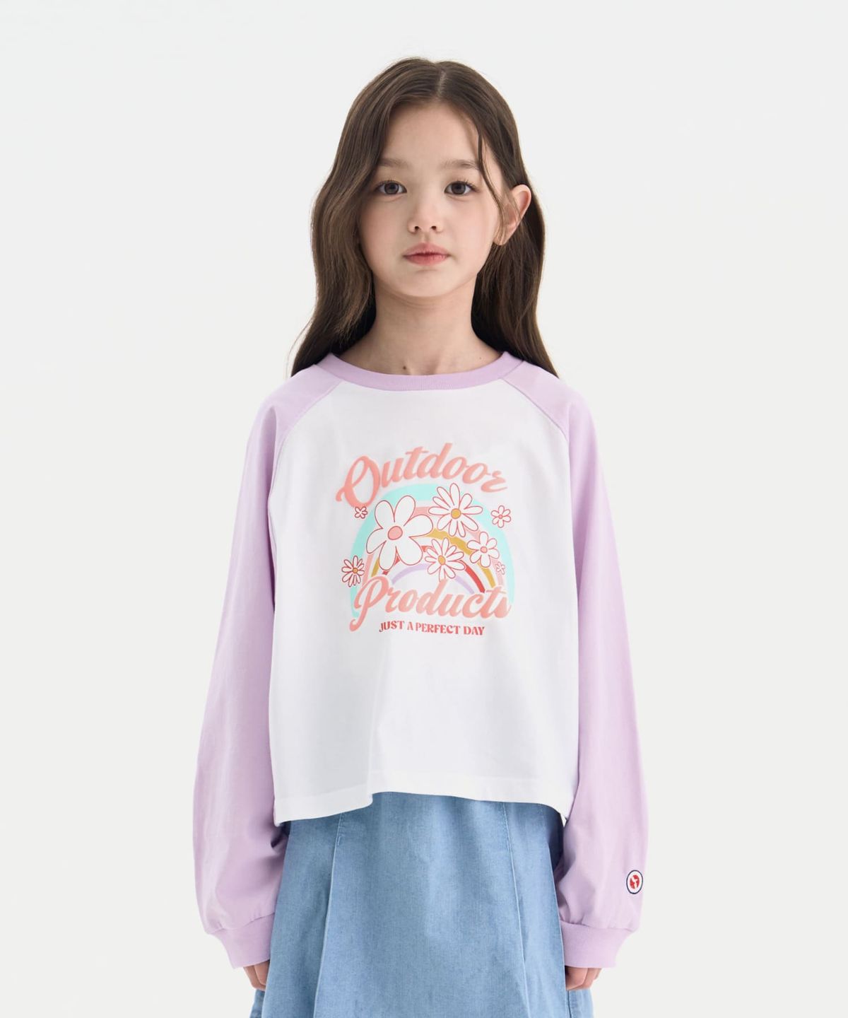 아웃도어 프로덕츠 키즈(OUTDOOR PRODUCTS KIDS) 여아 그래픽 라글란 티셔츠 (라이트 퍼플) OD261ILS71_LPU