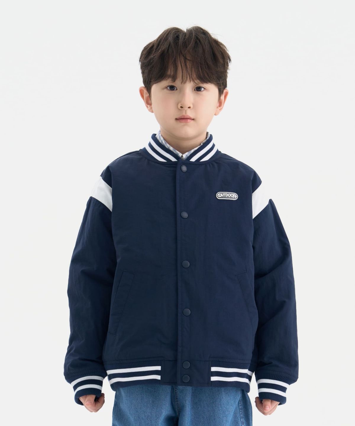 아웃도어 프로덕츠 키즈(OUTDOOR PRODUCTS KIDS) 바시티 패딩 점퍼 (네이비) OD261OJK01_NVY