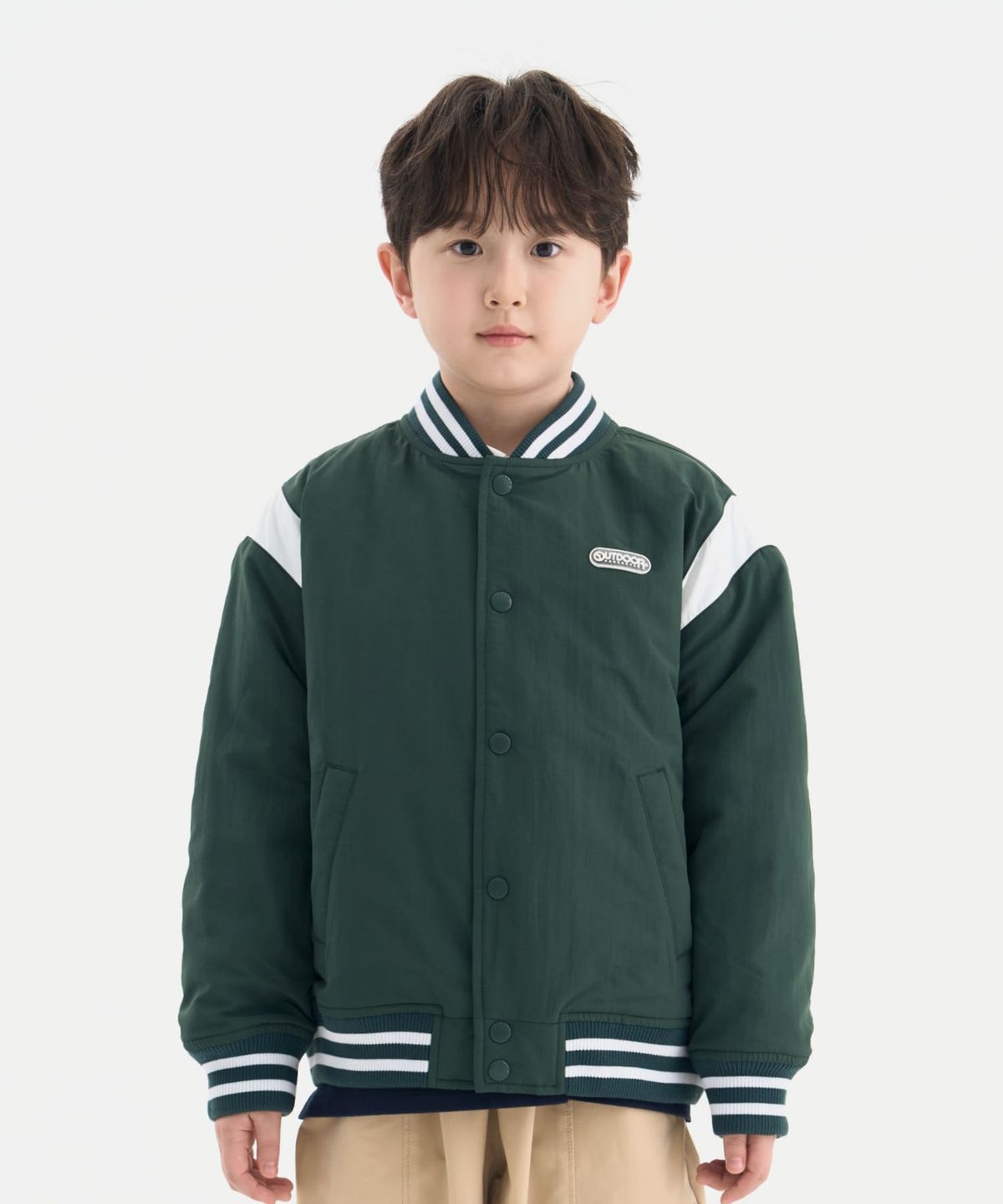 아웃도어 프로덕츠 키즈(OUTDOOR PRODUCTS KIDS) 바시티 패딩 점퍼 (그린) OD261OJK01_GRN