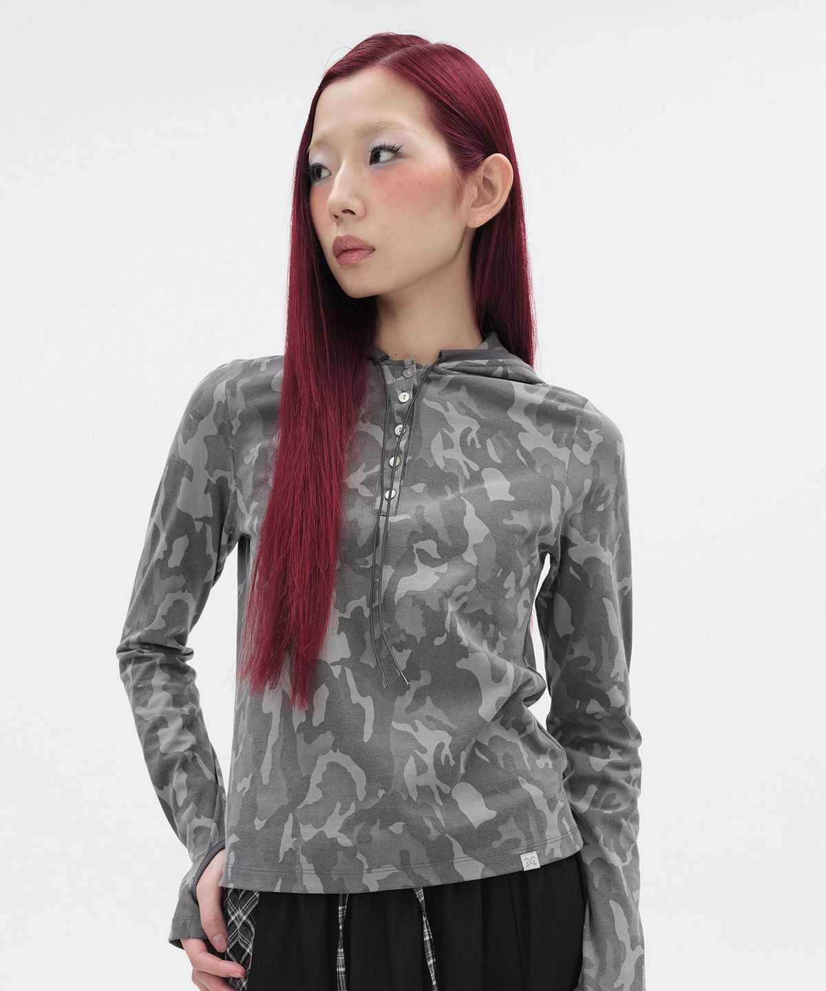 타입서비스(TYPESERVICE) Camo Slim Hoodie [Charcoal]