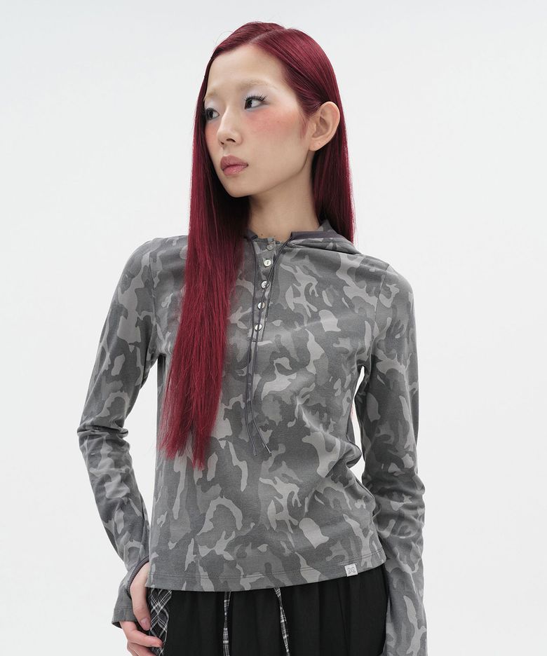 Camo Slim Hoodie [Charcoal]