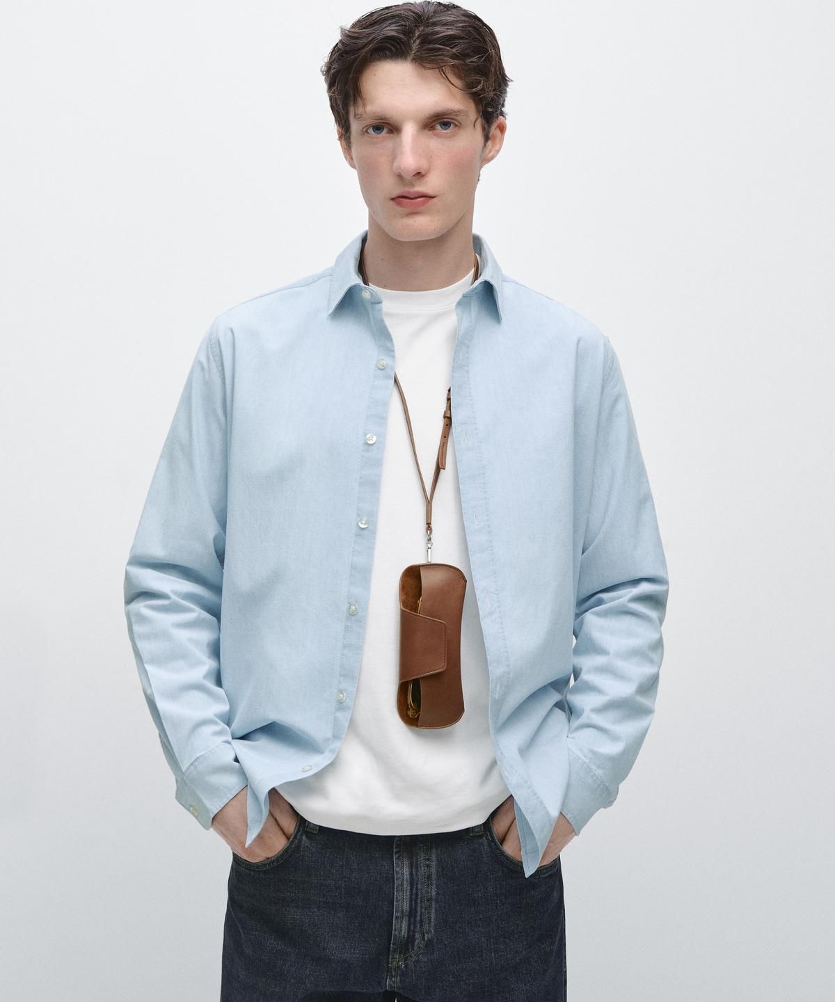 마시모두띠(MASSIMO DUTTI) 100% 코튼 데님 셔츠
