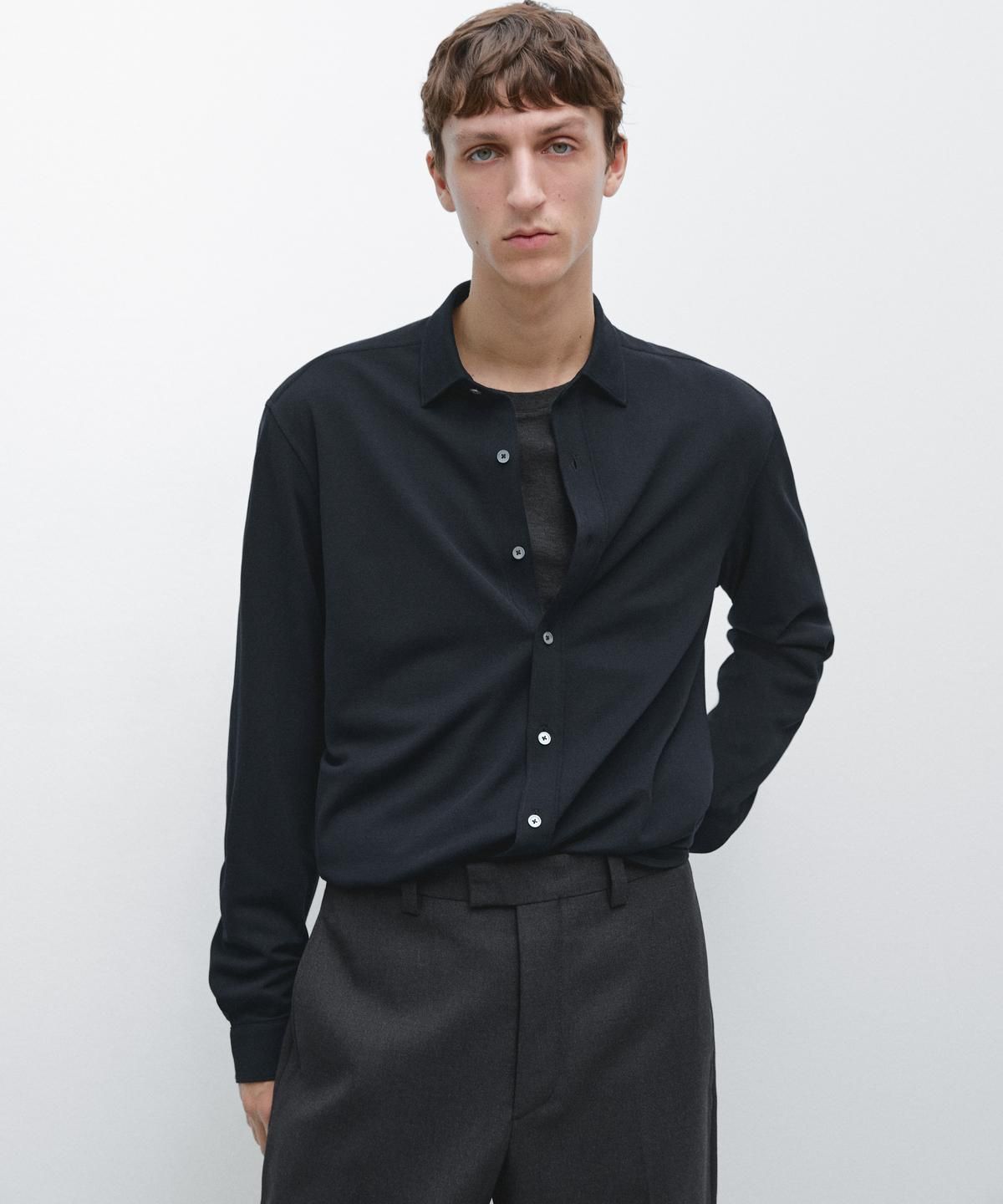 마시모두띠(MASSIMO DUTTI) 레귤러핏 멜란지 셔츠