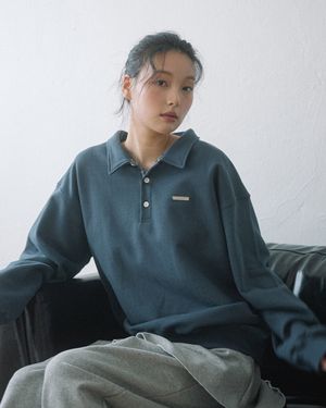 WP CHECKED COLLAR SWEATSHIRT(NAVY)