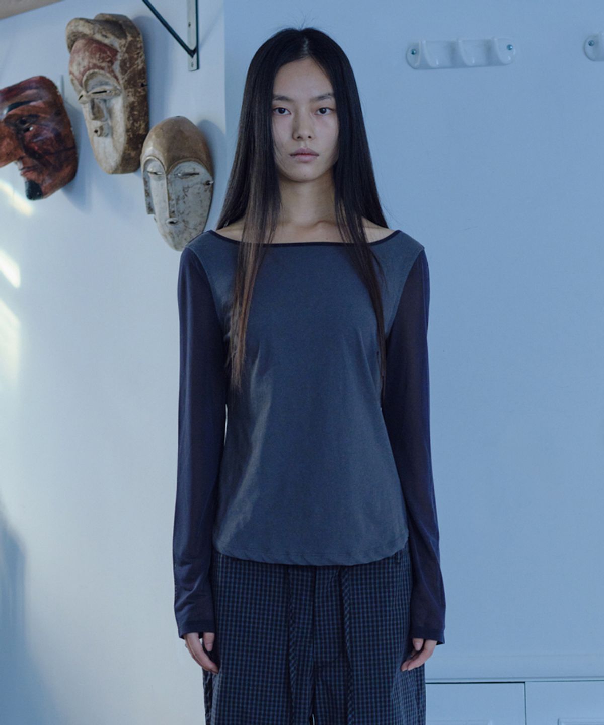 베르소(VERSO) Sheer Layered Sleeve Top