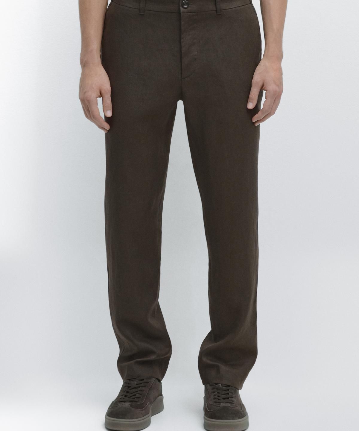 마시모두띠(MASSIMO DUTTI) 테이퍼드핏 린넨 팬츠