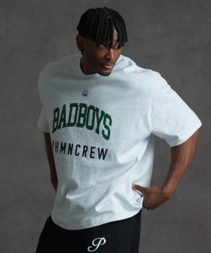 오버핏 배드보이 반팔 티셔츠 -백멜란지
