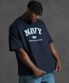 오버핏 네이비 반팔 티셔츠 - 네이비