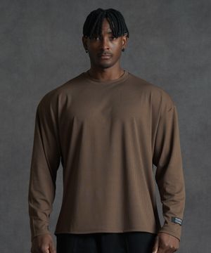 루즈핏 골지 롱 슬리브 - 브라운