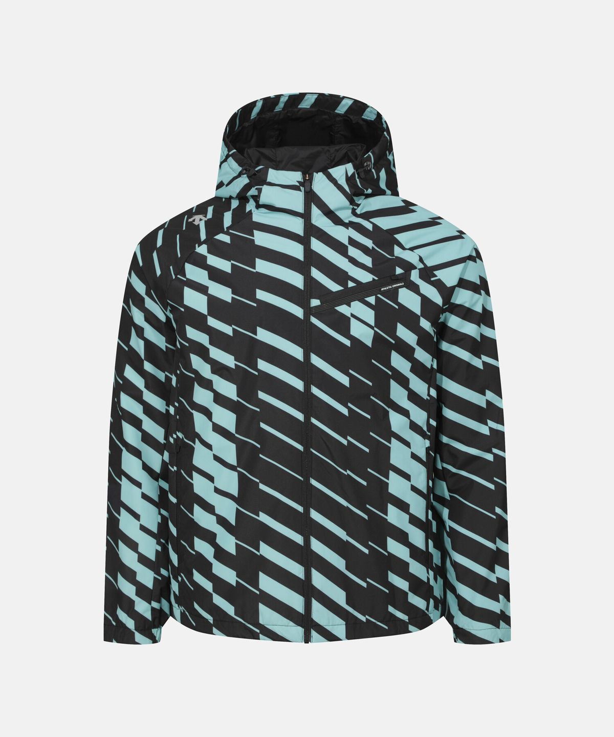 데상트(DESCENTE) 러닝 메쉬 안감 후드형 바람막이 자켓 패턴 SR123RWB22
