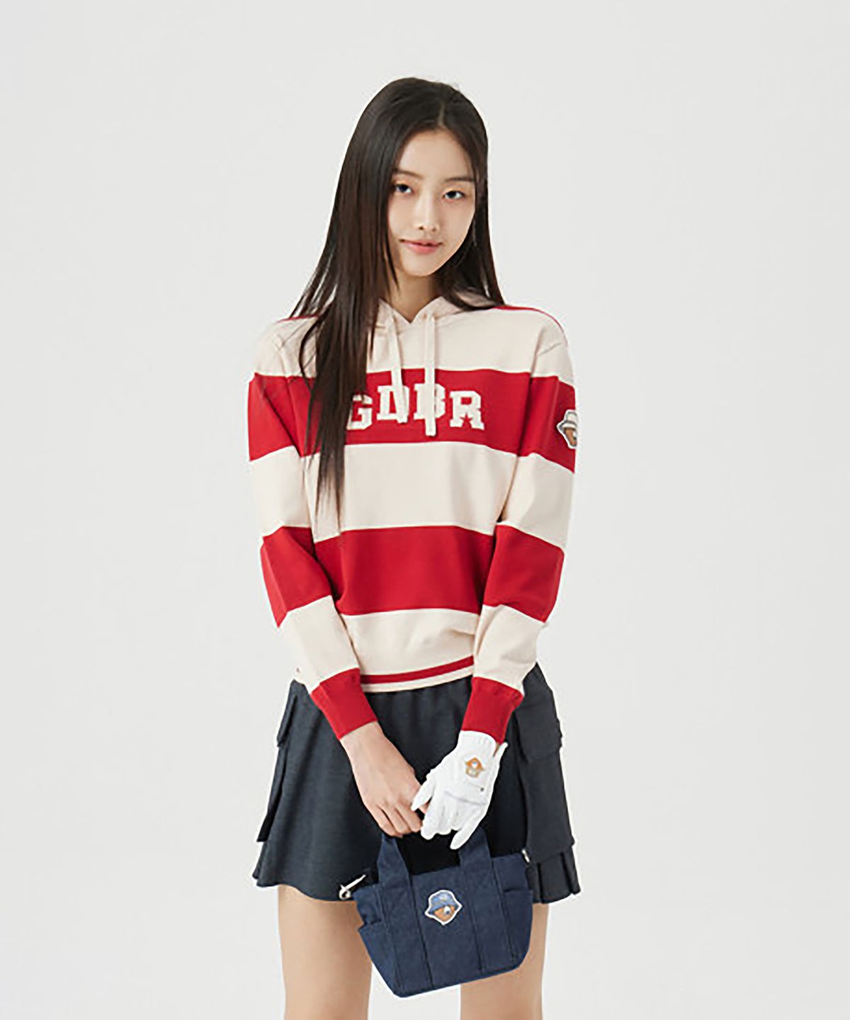 골든베어(GOLDEN BEAR) (W) Border Striped Hood Sweater   G5WAM26101REX