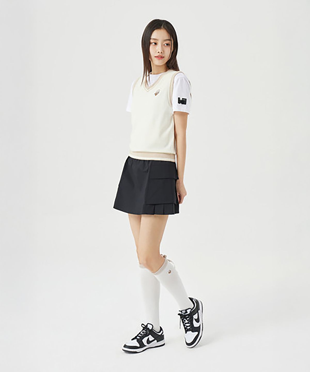 골든베어(GOLDEN BEAR) (W) Side Pleated Skirt  G5KCM26201BKX