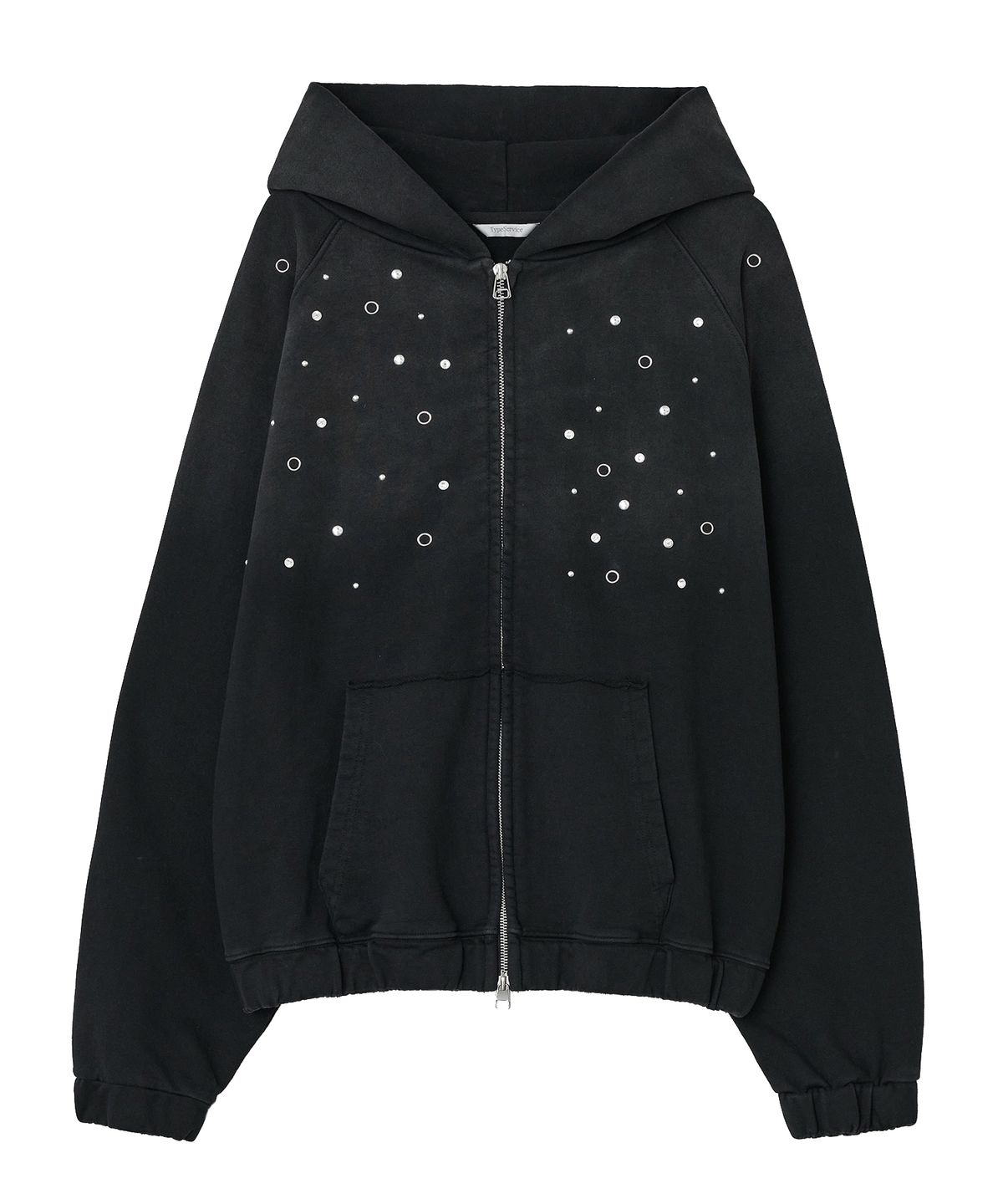 타입서비스(TYPESERVICE) Hotfix Washed Raglan Zip Hoodie [Black]