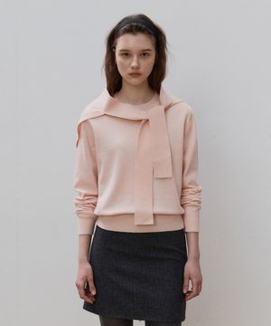 [숄 SET] 하모니 라운드 니트_Soft Pink