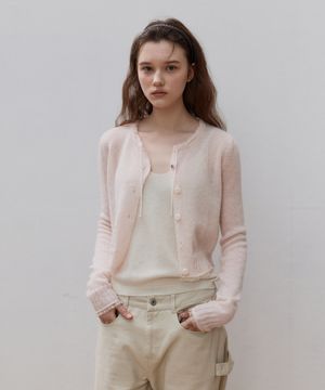 모헤어 페를 니트 가디건_Pastel Pink