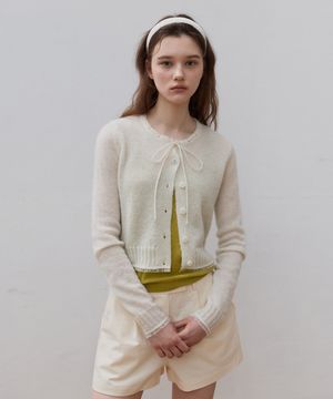 모헤어 페를 니트 가디건_Ivory