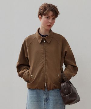 클래식 헤링턴 레더 자켓_Subtle Beige