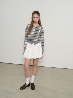 멀티 스트라이프 크루넥 가디건 [LIGHT GREY] / WBE1L04504