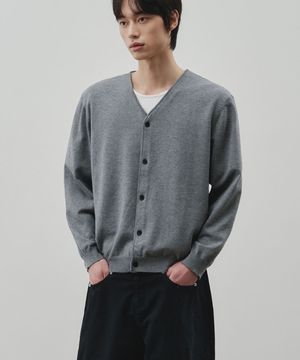 클라우드 터치 브이넥 크롭 가디건 [멜란지그레이]