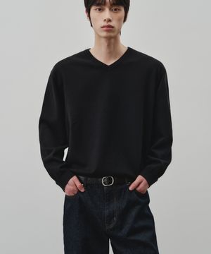 클라우드 터치 브이넥 크롭 니트 [블랙]