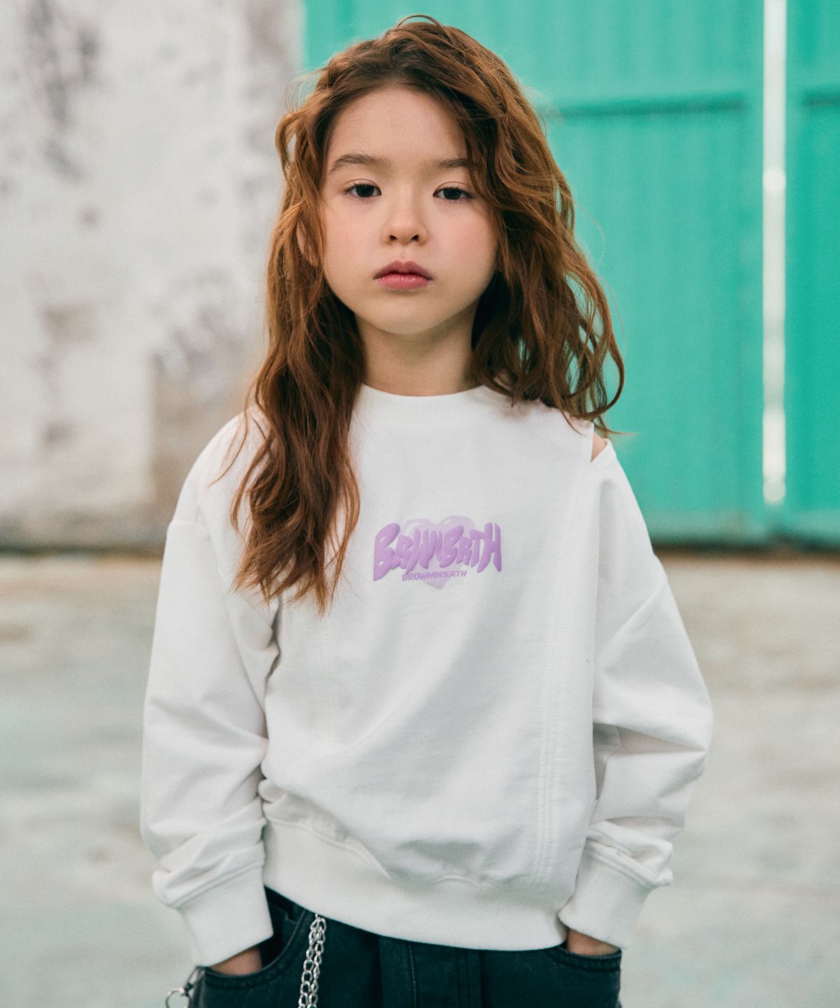 브라운브레스 키즈(BROWNBREATH KIDS) KIDS GIRL CUT OUT CREWNECK - IVORY