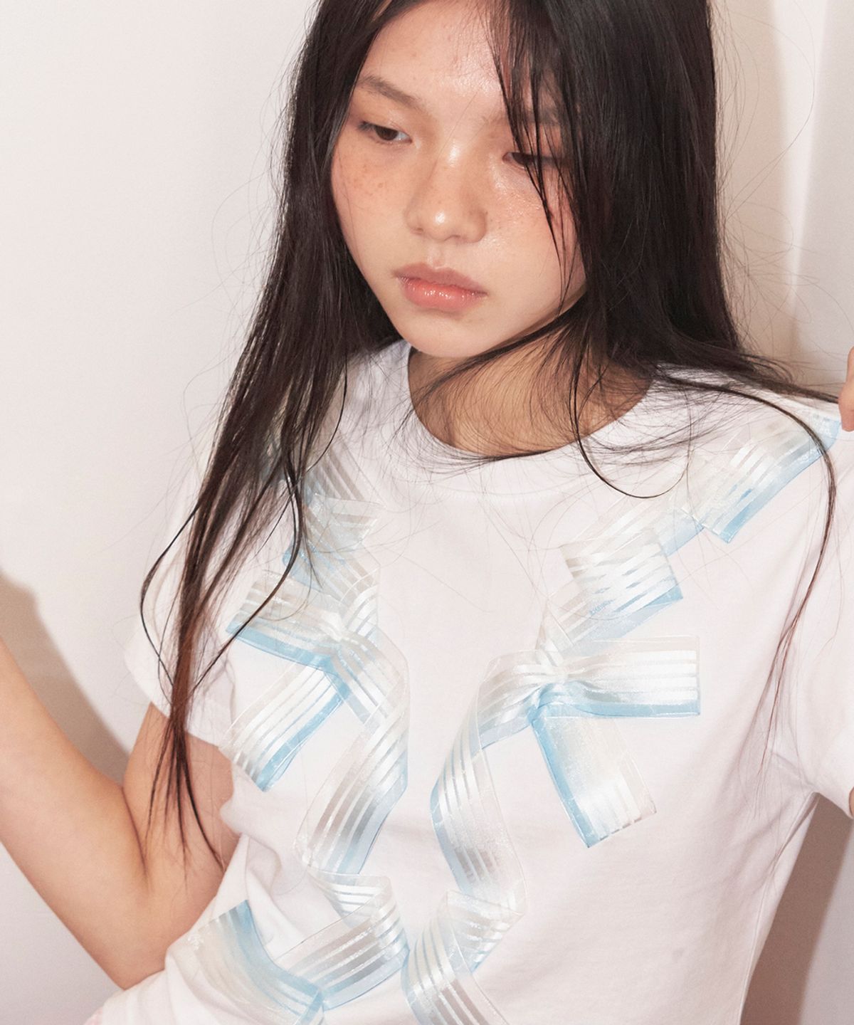 영마일웨어(0MILEWEAR) 리본 티셔츠 (blue)
