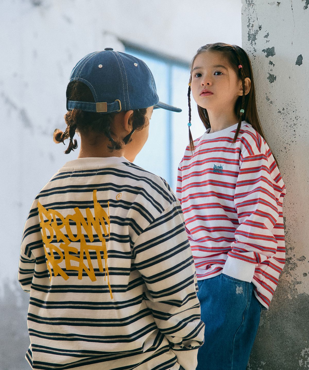 브라운브레스 키즈(BROWNBREATH KIDS) KIDS TAG STRIPE LONGSLEEVE _2COLOR