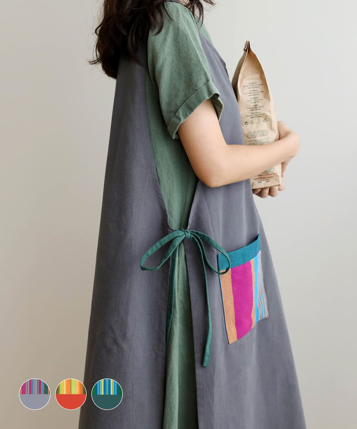 오리고(ORIGO) 트임 원피스 앞치마 3color
