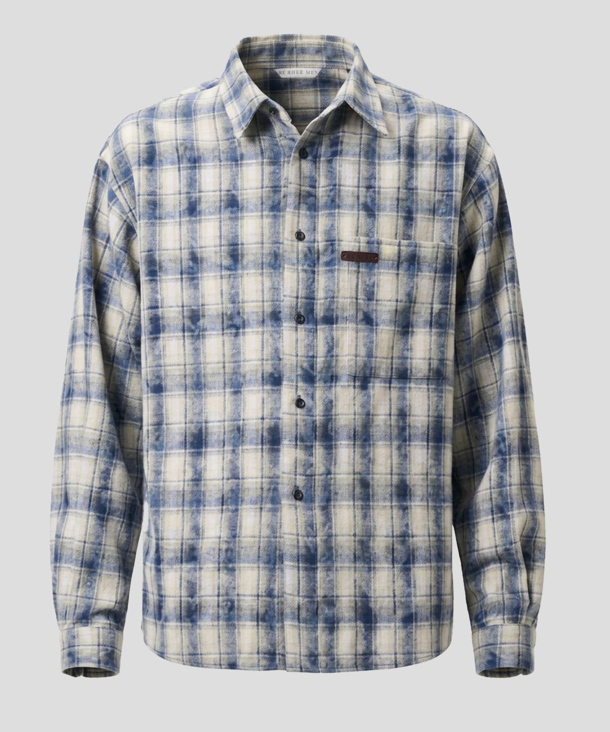 리이 맨(RERHEE MEN) CHECKED COTTON SHIRT WASHED BLUE