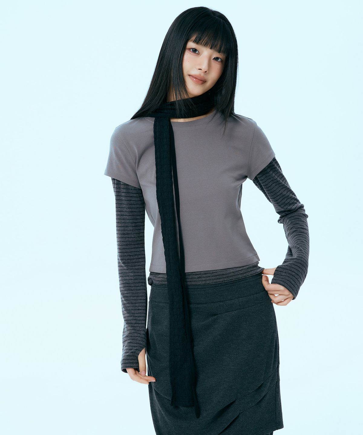 미쏘(MIXXO) 스커트 레이어드 팬츠_MIWTCG326C