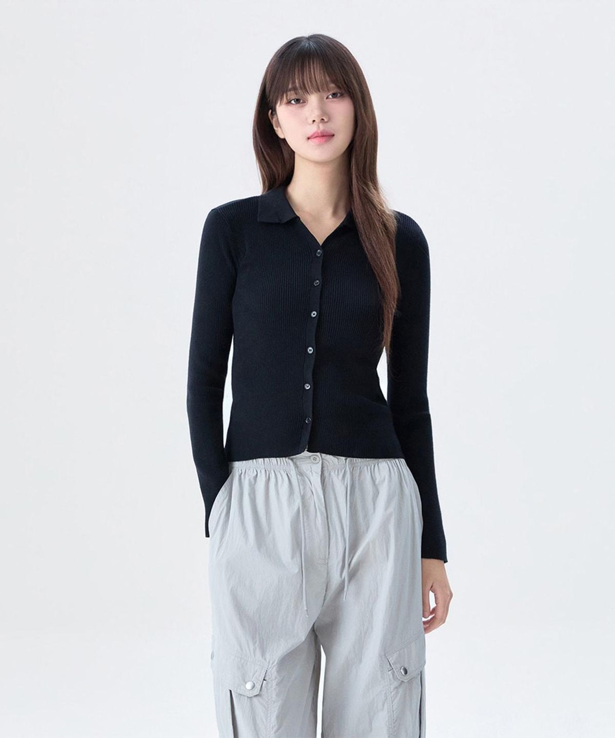 미쏘(MIXXO) 카라넥 골지 가디건_MIWCKG91QT