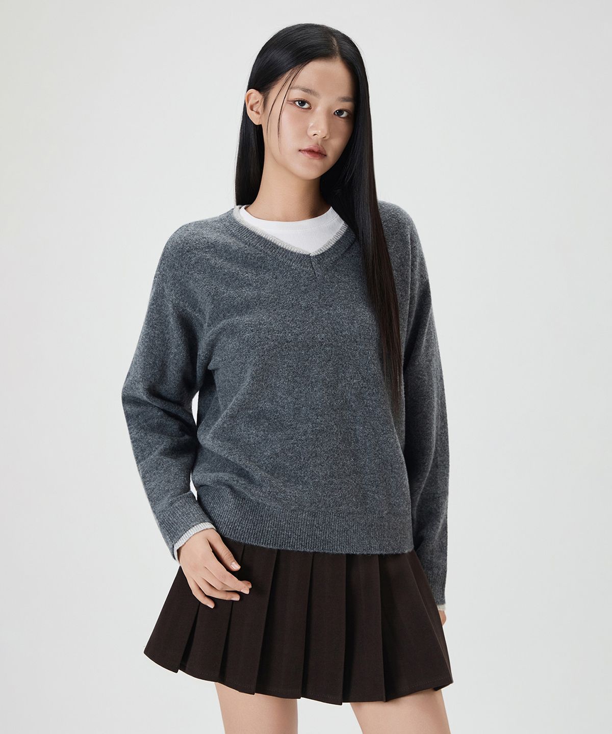 미쏘(MIXXO) V넥 레이어드 풀오버 RE KAFV09T_MIWKAG43QT