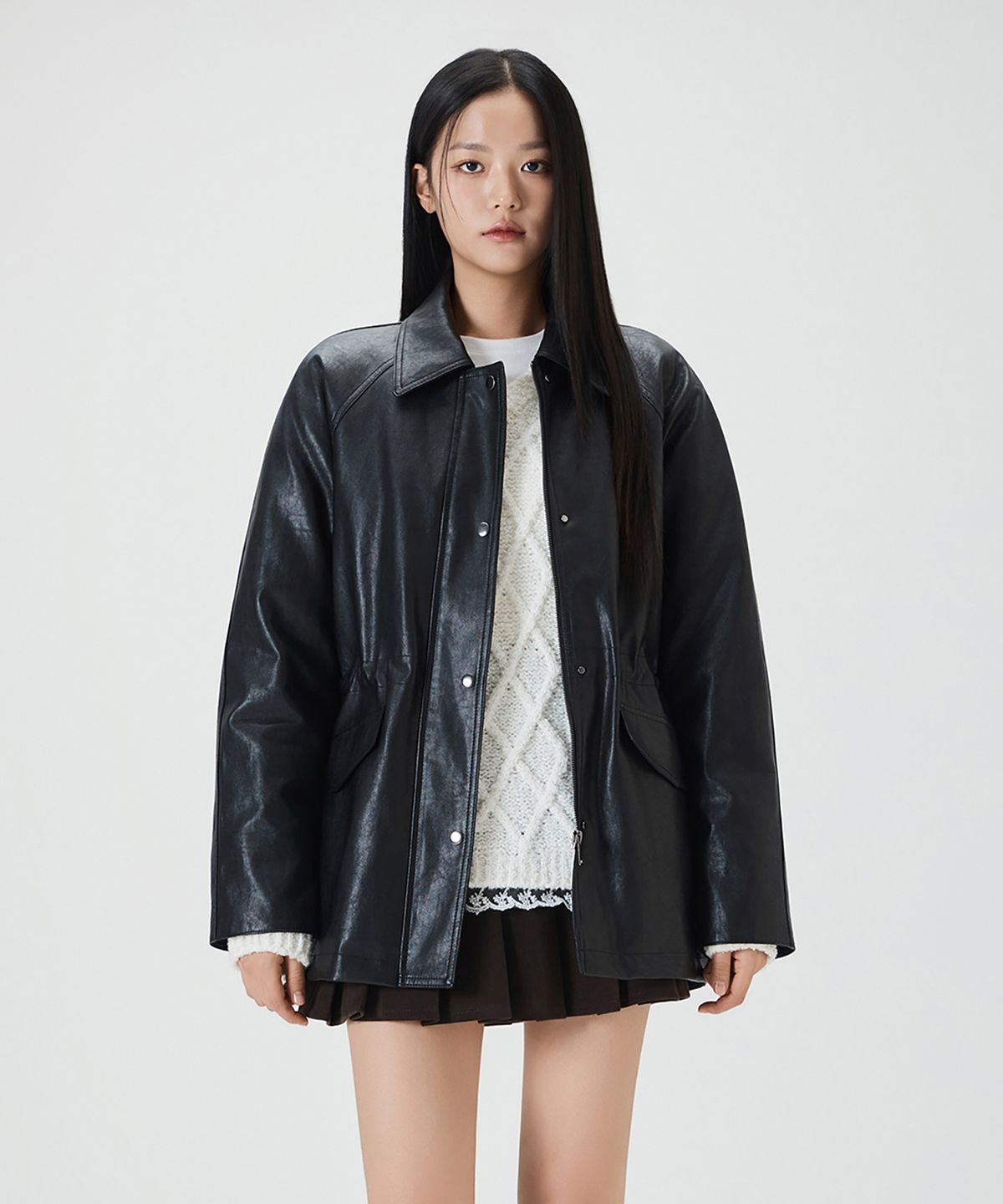 미쏘(MIXXO) 하프 페이크레더자켓_MIWJLG221G