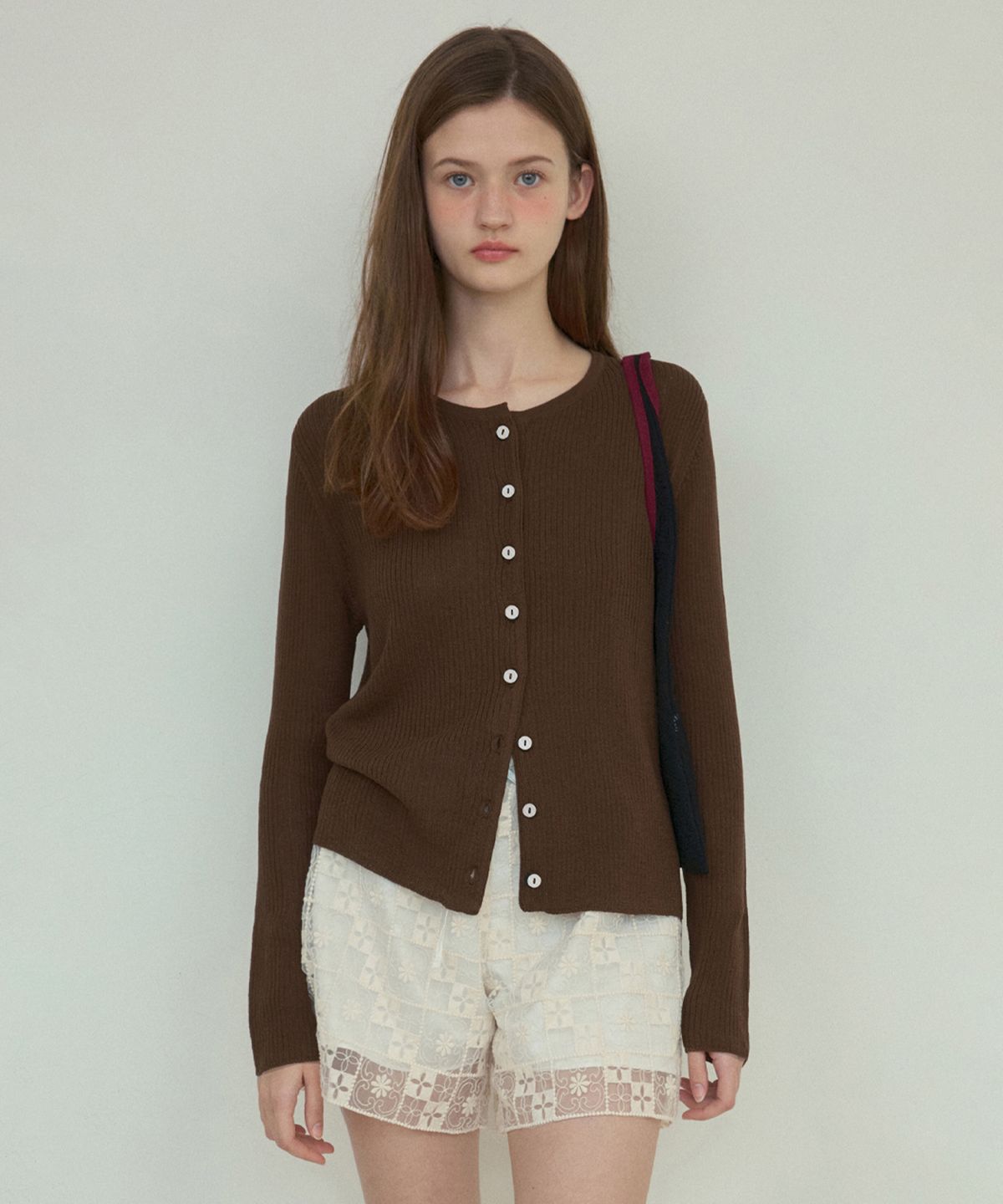 아우어노스텔지아(OURNOSTALGIA) Lush basic knit setup cardigan_Brown(OC25-KN09)