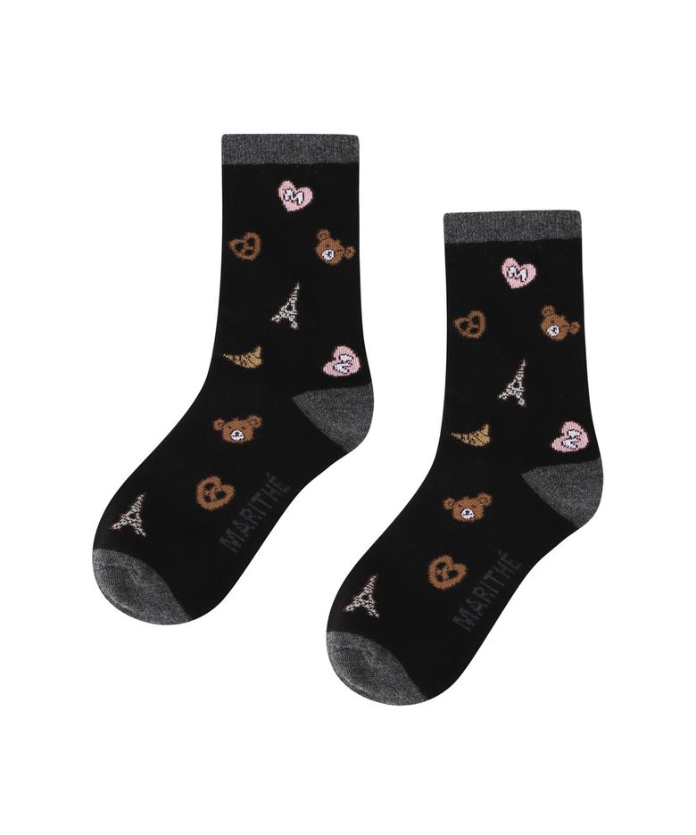 KIDS ALL OVER PATTERN SOCKS black