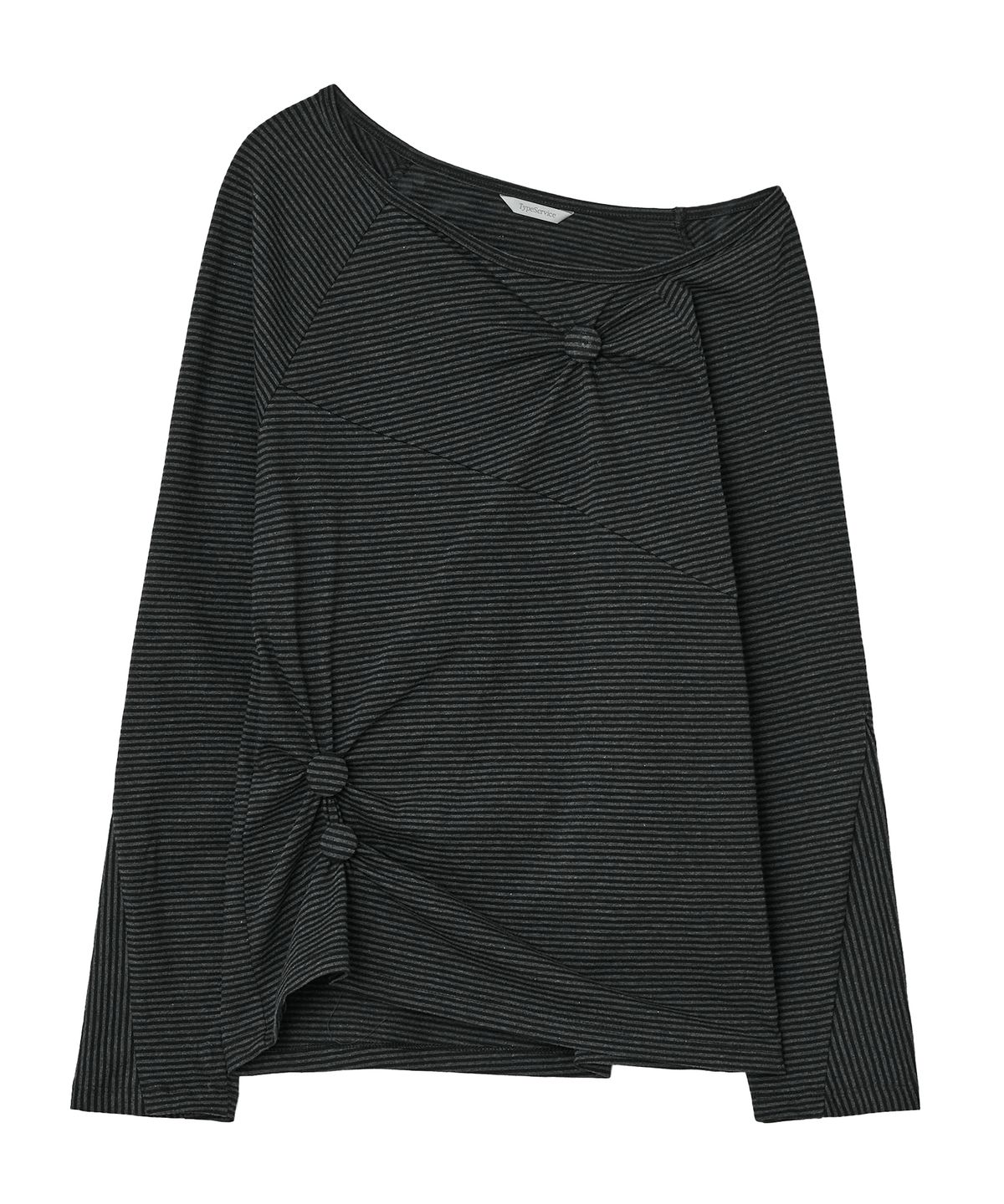 타입서비스(TYPESERVICE) Striped Seam Button Top [Black]