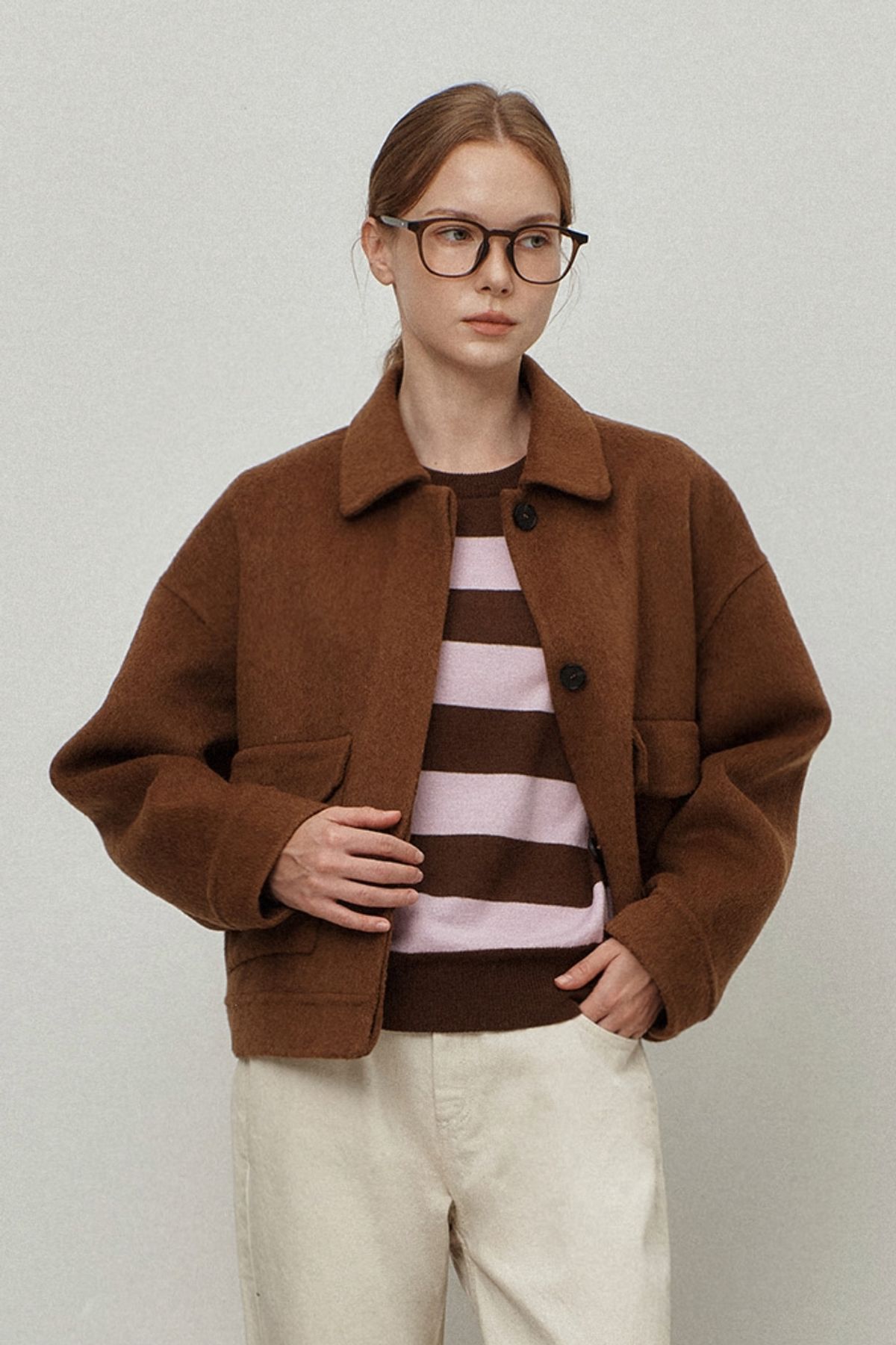 르몽생미셸(LE MONT ST MICHEL) MATHILDA - WOOL JACKET_Brown