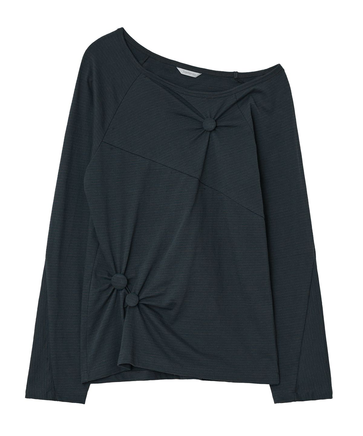 타입서비스(TYPESERVICE) Striped Seam Button Top [Blue]