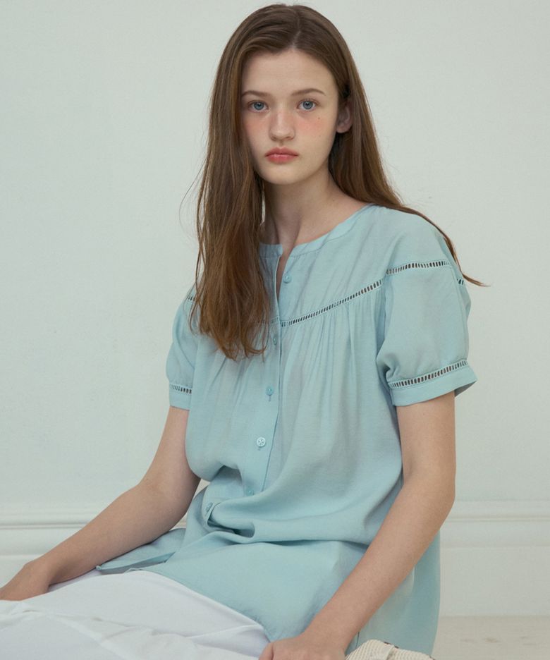 boho lace mini blouse_ASH BLUE(O25-BL03)